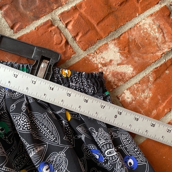 Vintage Womens 12 Black Floral Paisley Pleated Midi Prairie Long Skirt - Picture 6 of 8